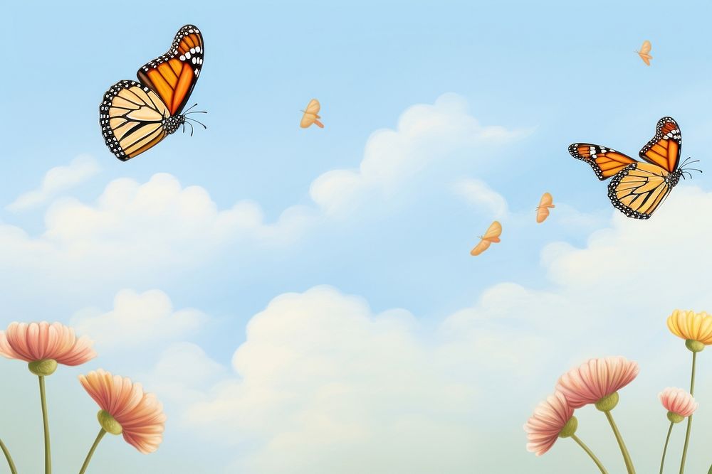 Painting of monarch butterflies butterfly outdoors animal.