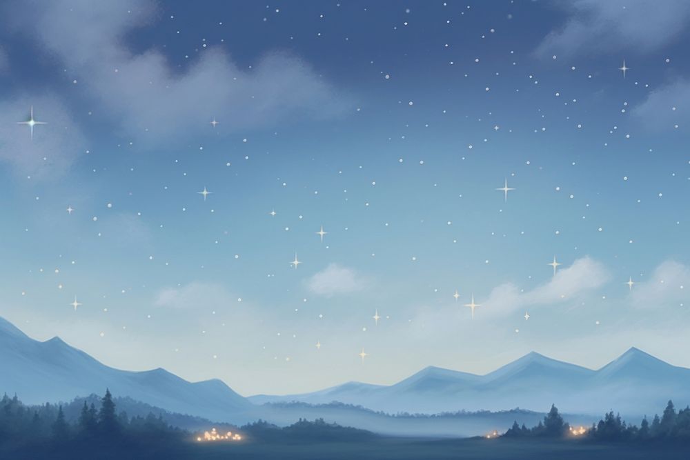 Painting of night sky with glowing stars landscape outdoors nature.