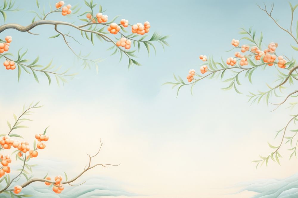 Orange branch border backgrounds outdoors painting.