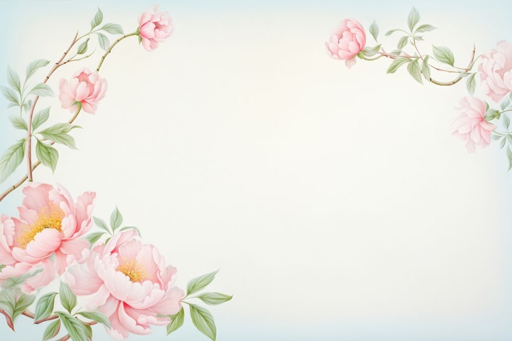 Peony branch border backgrounds painting blossom.