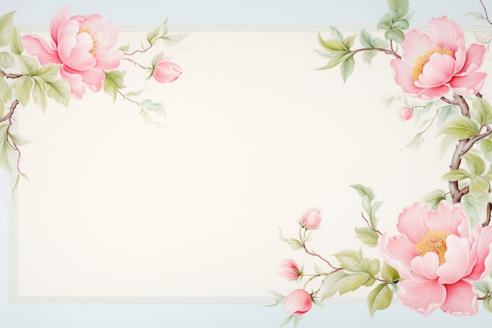 Peony branch border backgrounds painting blossom.