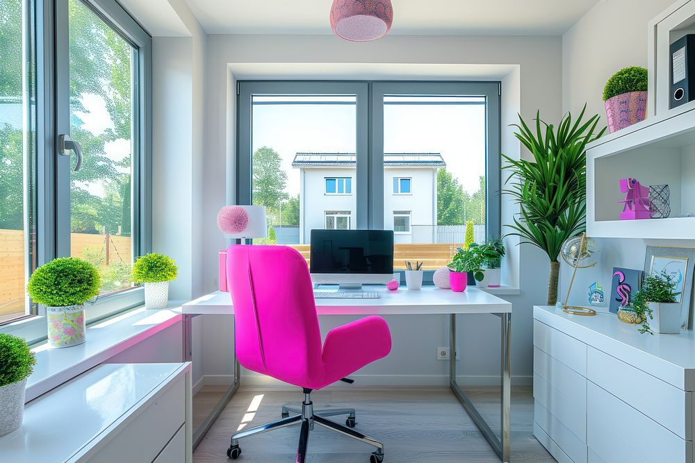 Home office interior furniture window chair.