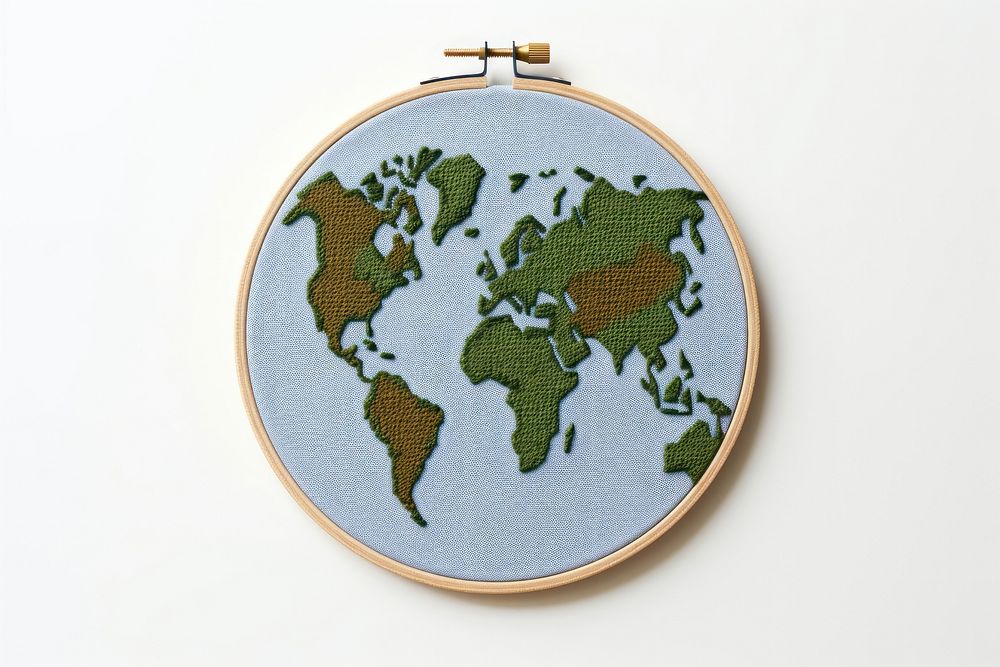 Earth in embroidery style pattern technology creativity.