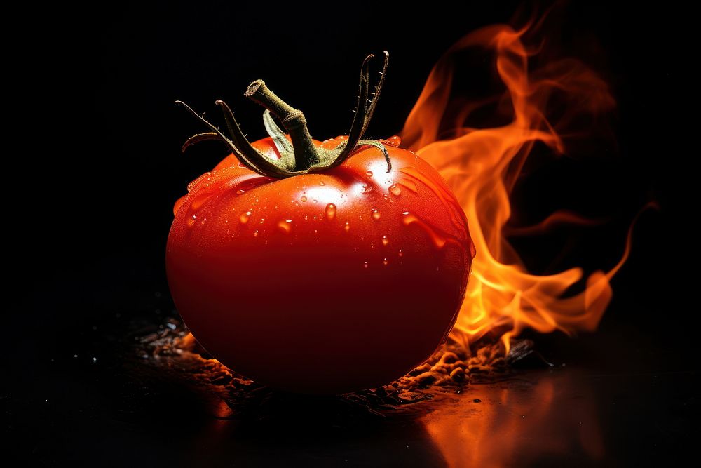 Tomato fire black flame.