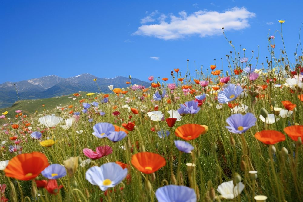 Photo of wild flower hills landscape grassland outdoors.