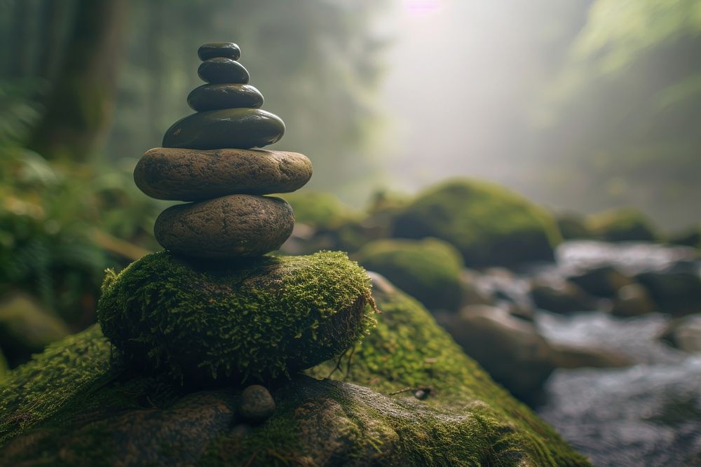 Stones stacked rock spirituality tranquility.