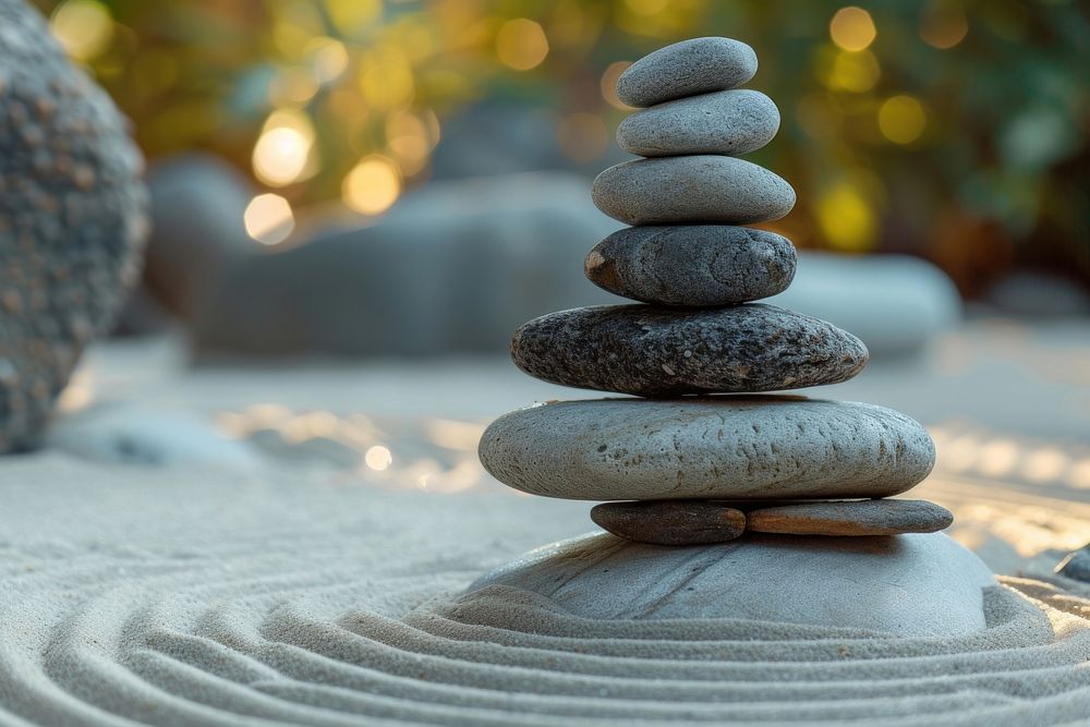 Stones stacked pebble spirituality tranquility.