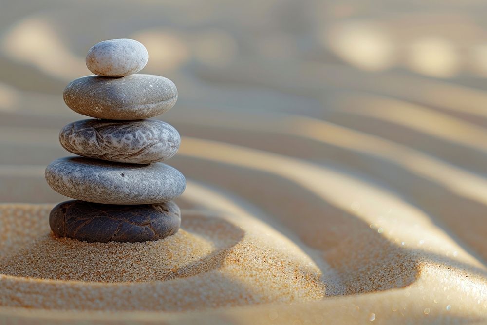 Stones stacked pebble sand spirituality.