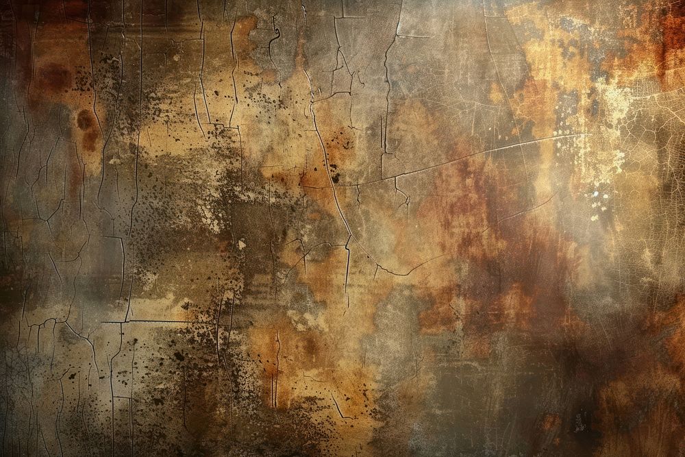 Metallic rust stain texture wall deterioration.