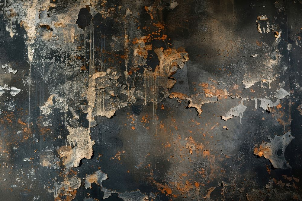 Metallic rust stain wall deterioration architecture.