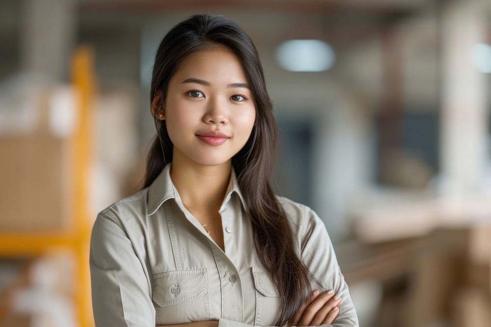 Mixed race asian women Architect smile adult entrepreneur.