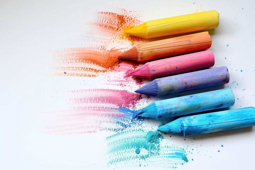 Abstract chalk drawing texture crayon white background creativity.