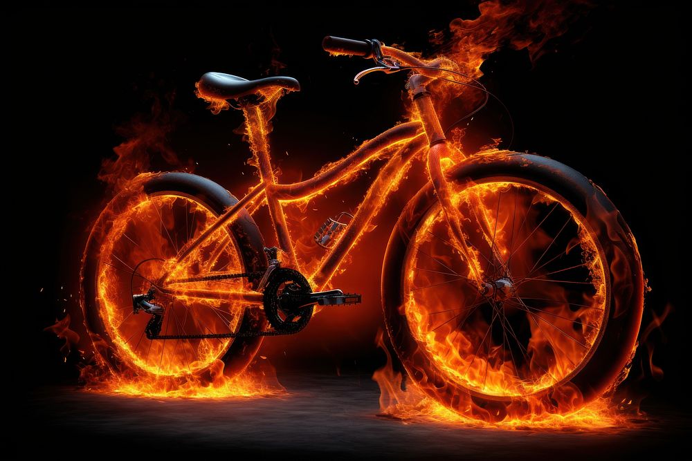 Bicycle fire outdoors vehicle.