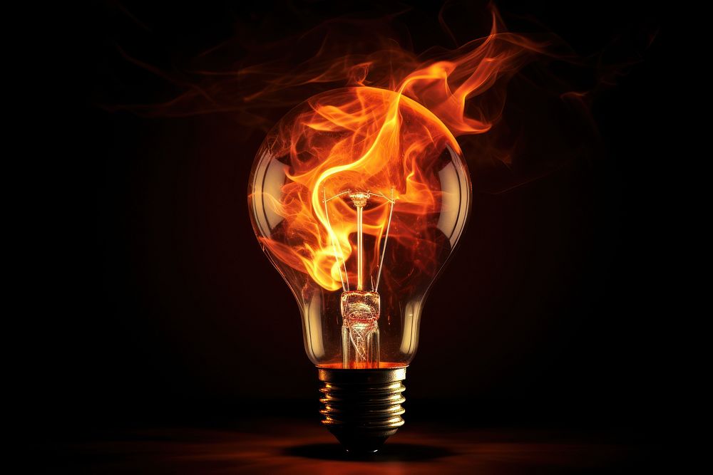 Light bulb lightbulb fire flame.