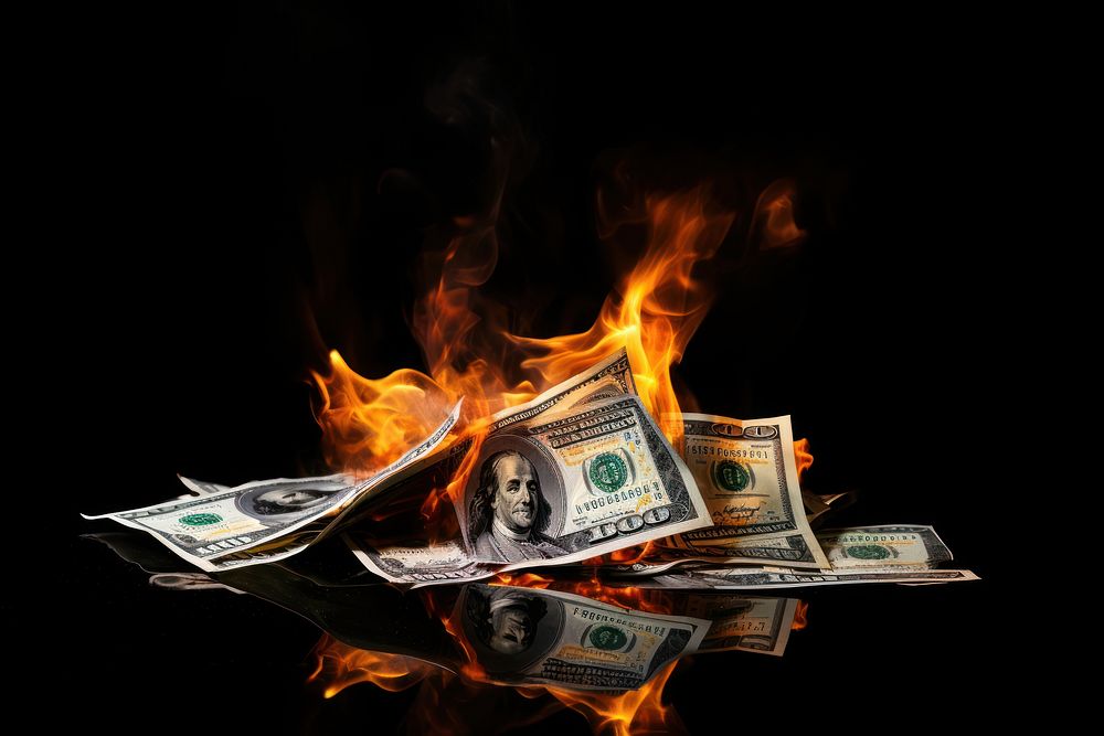 Money fire dollar flame.
