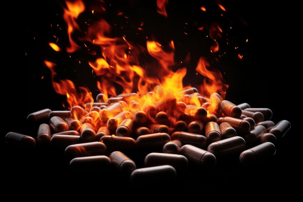Pills fire bonfire flame.