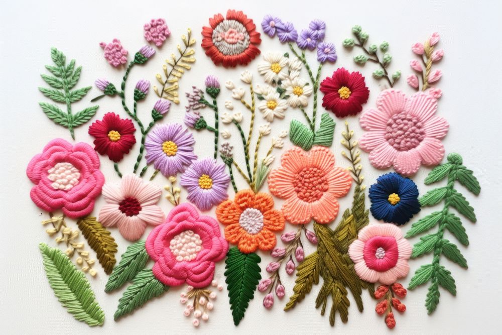 Embroider the carpet flower embroidery pattern inflorescence.