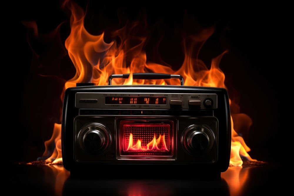 Radio electronics fireplace black.