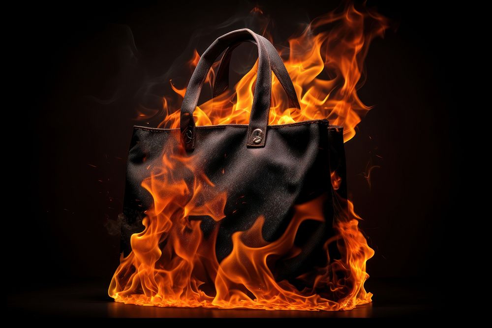 Shopping bag fire handbag bonfire.