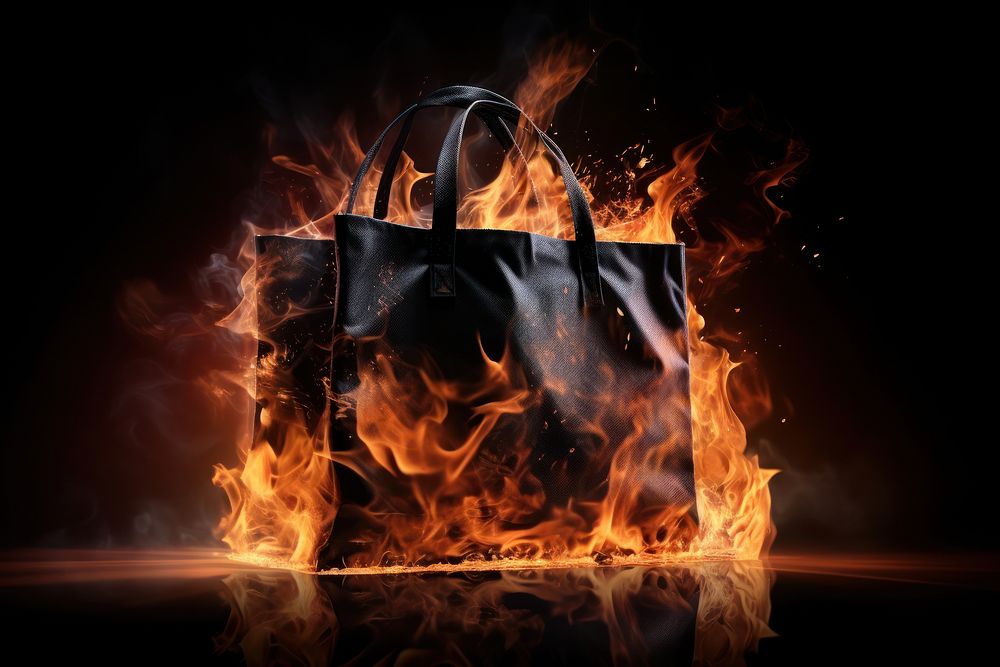 Shopping bag fire handbag bonfire.