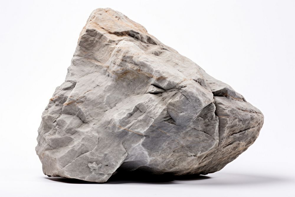 Photo of stone mineral rock white background.