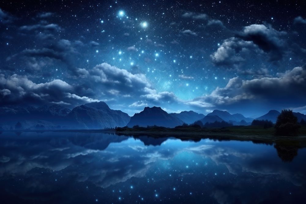 Photo of starry night sky landscape astronomy.