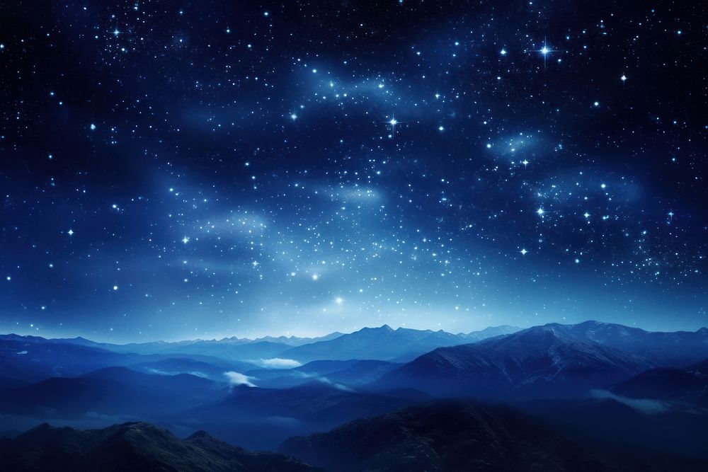 Photo of starry night sky backgrounds landscape.