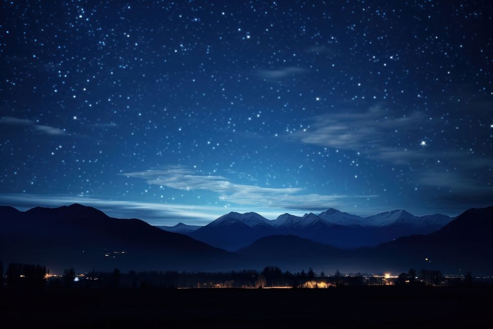 Photo of starry night sky landscape outdoors.