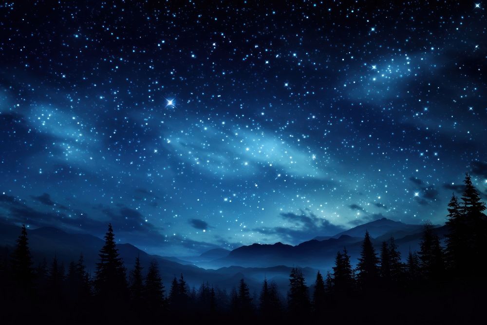 Photo of starry night sky landscape astronomy.