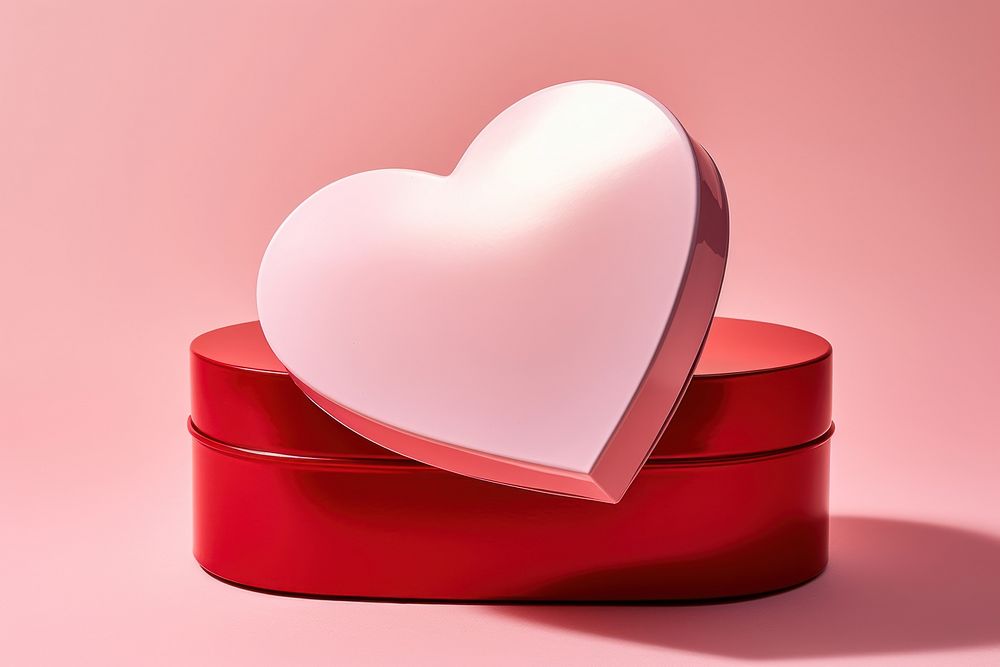 Heart shaped gift box pink red celebration.