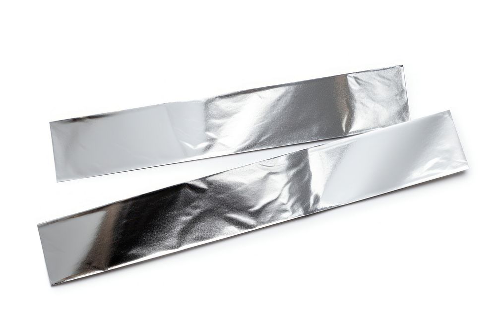 Glossy platinum foil adhesive strip blade white background aluminium.