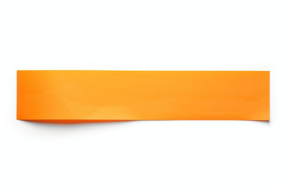 Piece of neon-orange paper adhesive strip white background rectangle absence.