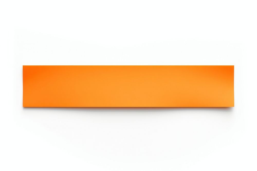 Piece of neon-orange paper adhesive strip white background rectangle letterbox.