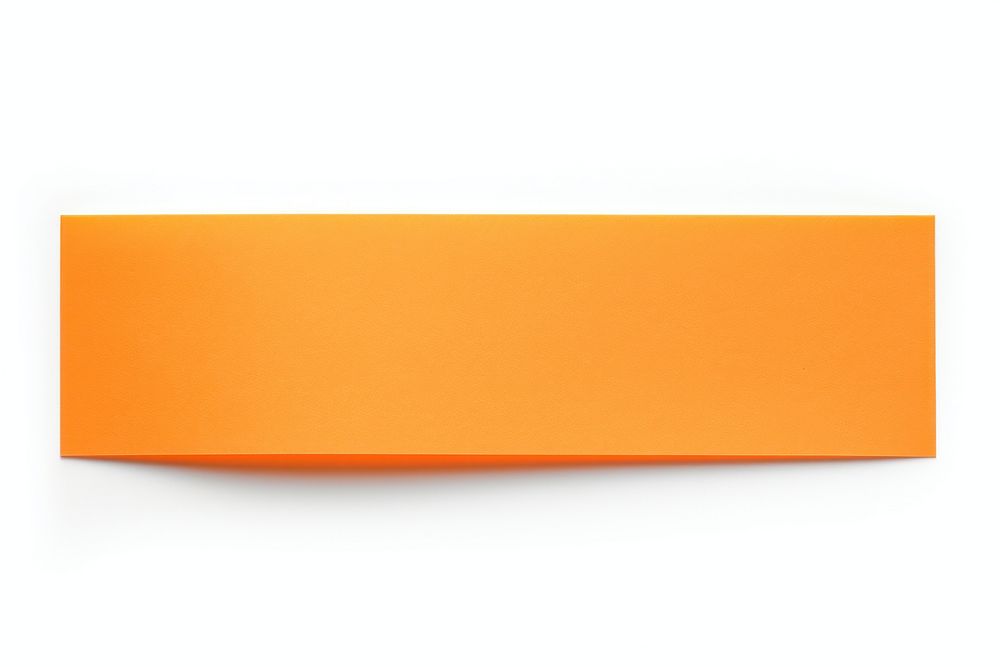 Piece of neon-orange paper adhesive strip white background simplicity rectangle.