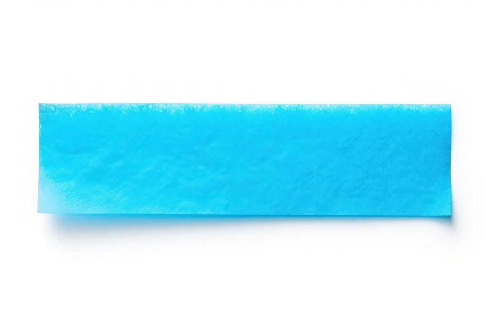 Piece of neon-blue paper adhesive strip white background blackboard turquoise.