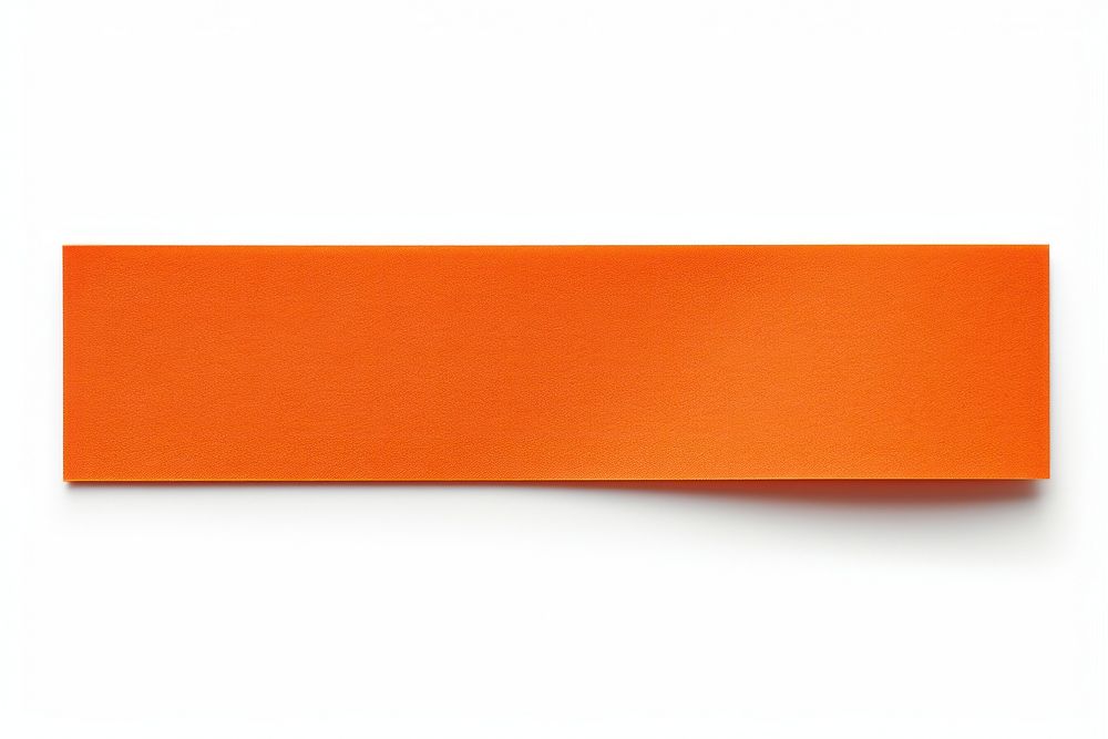 Piece of neon-dark orange paper adhesive strip backgrounds white background accessories.