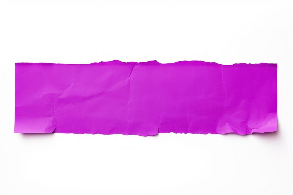 Piece of neon-purple paper adhesive strip backgrounds white background rectangle.
