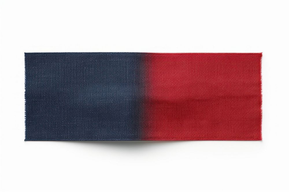 Piece of red dark blue textile adhesive strip flag white background simplicity.