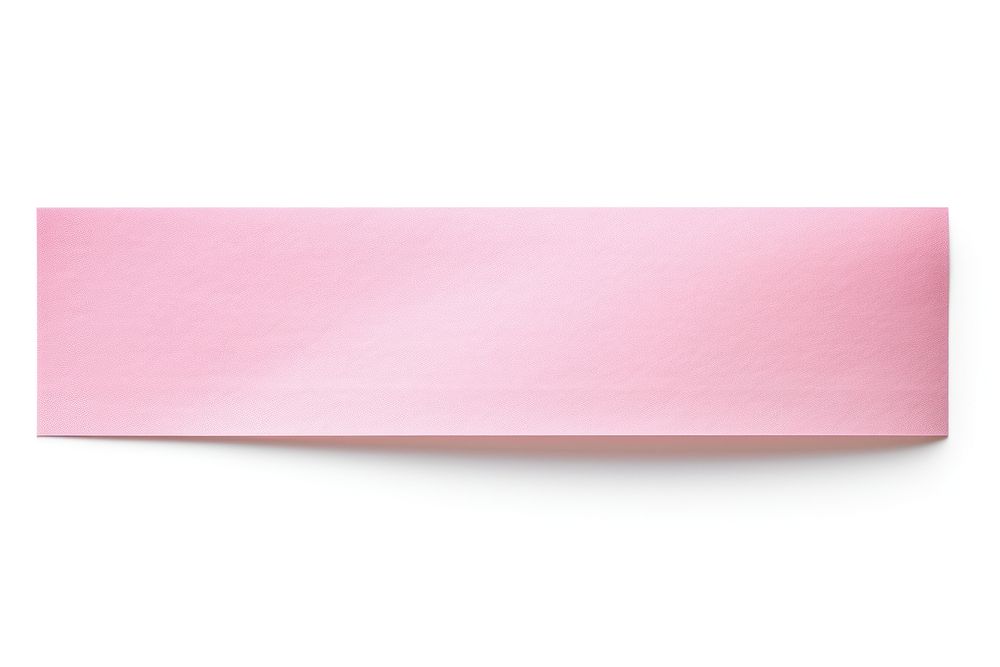 Piece of sweet pink paper adhesive strip white background simplicity rectangle.