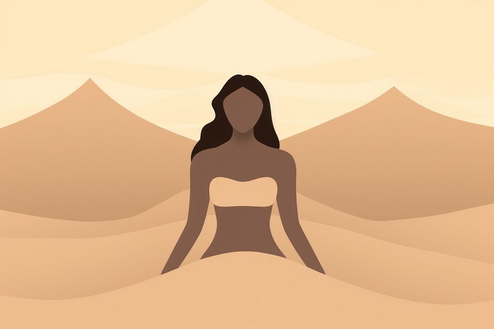 Woman meditation yoga outdoors desert.