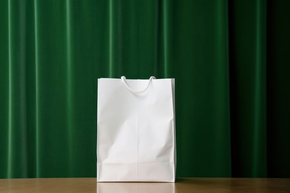 2 paper shopping bag white green celebration.