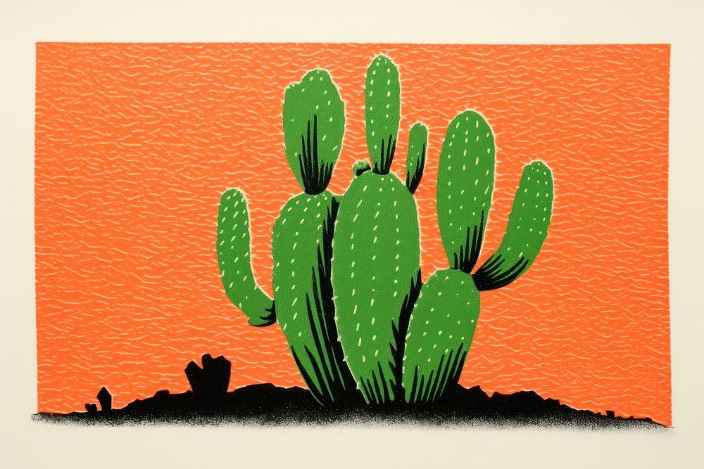 Cactus plant red art.