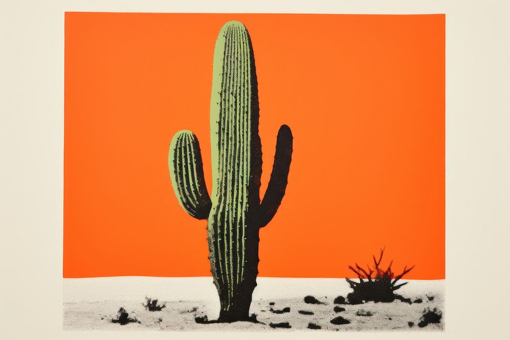 Cactus plant art red.