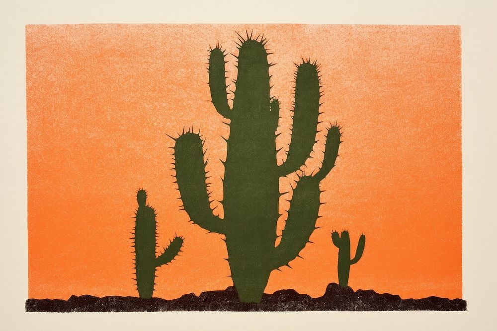 Cactus plant art silhouette.