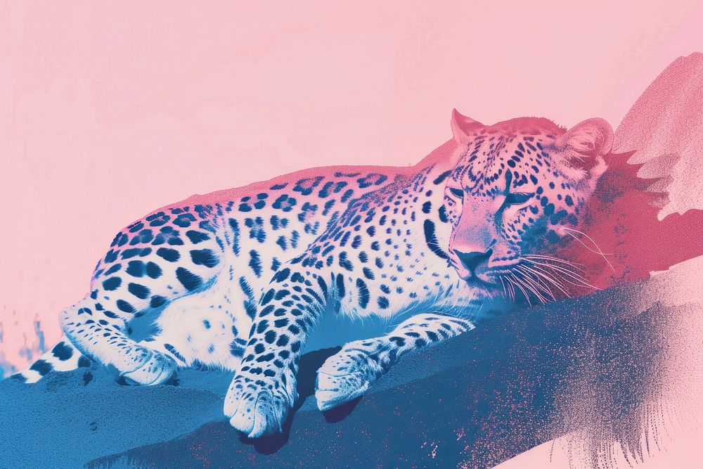 Silkscreen of a leopard wildlife cheetah animal.