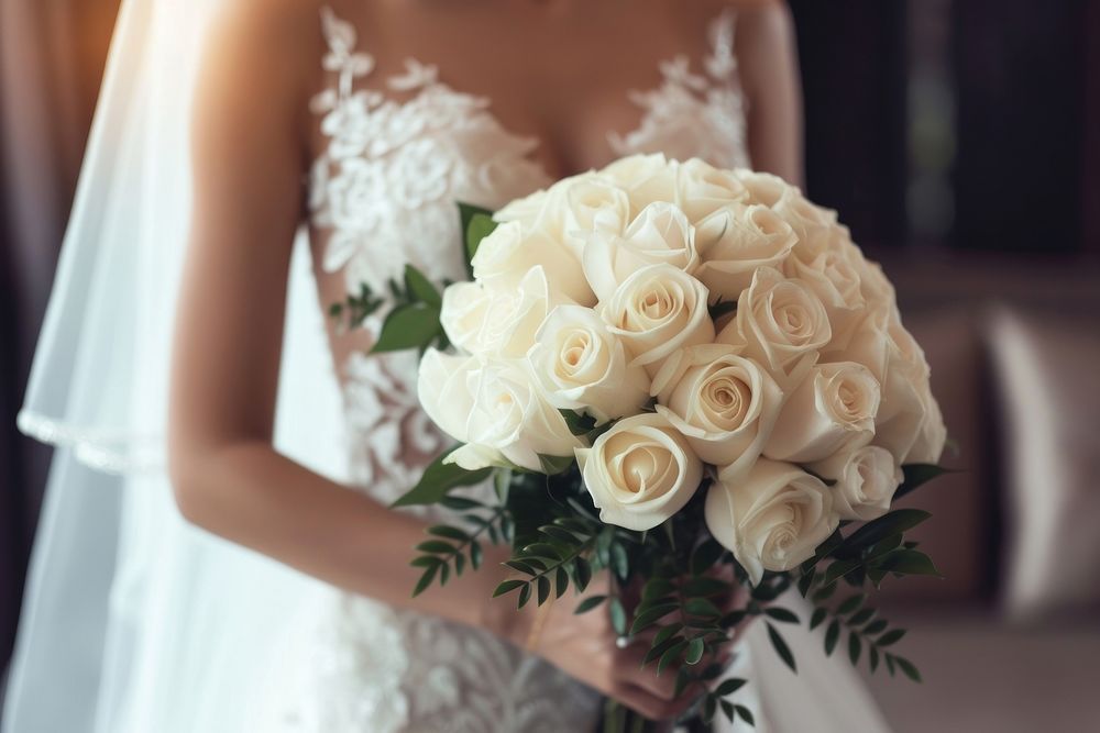 White rose bouquet bride fashion wedding.