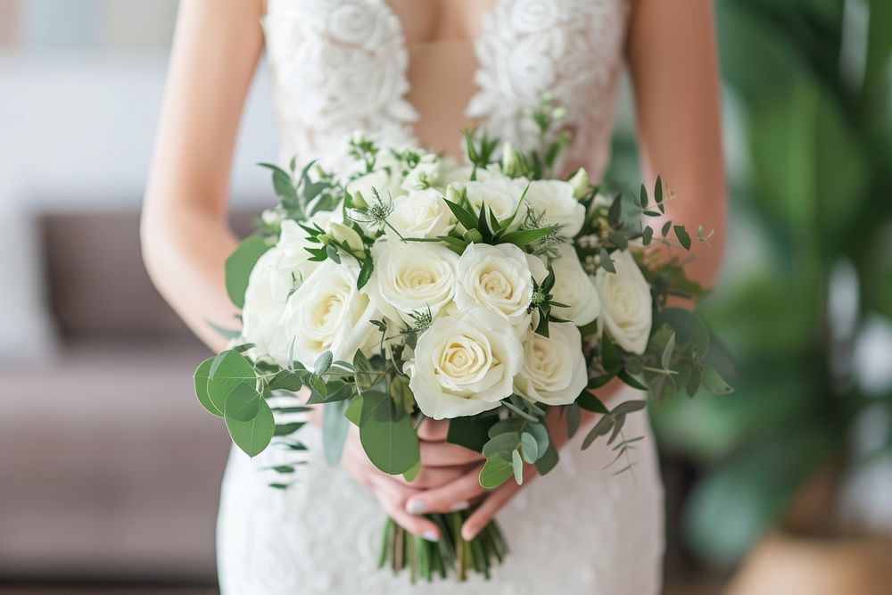 White rose bouquet bride wedding holding.