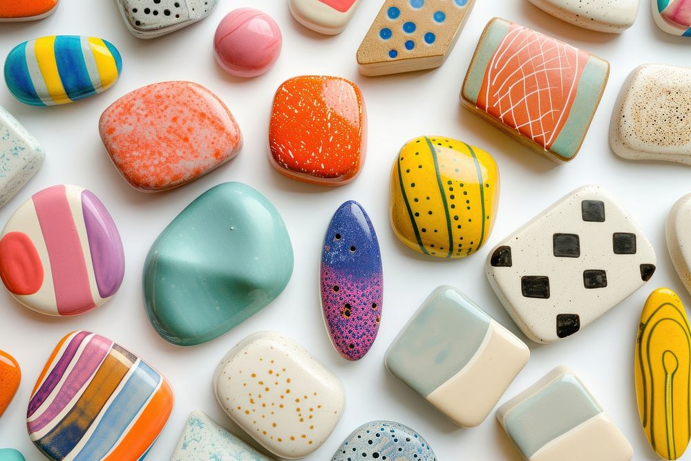 One piece of colorful ceramic art made by kid confectionery backgrounds pill.