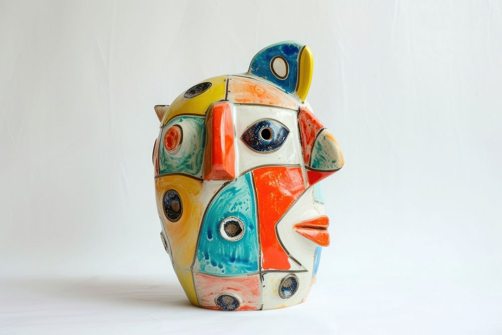One piece of colorful ceramic art made by kid representation creativity sculpture.