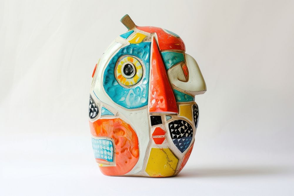 One piece of colorful ceramic art made by kid representation creativity porcelain.